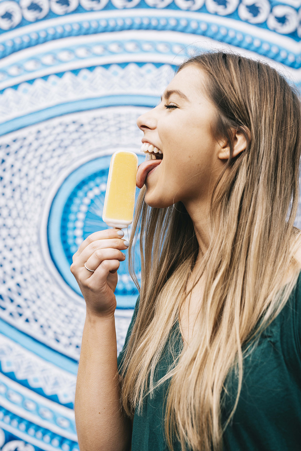 Woman licking Ice Lolly